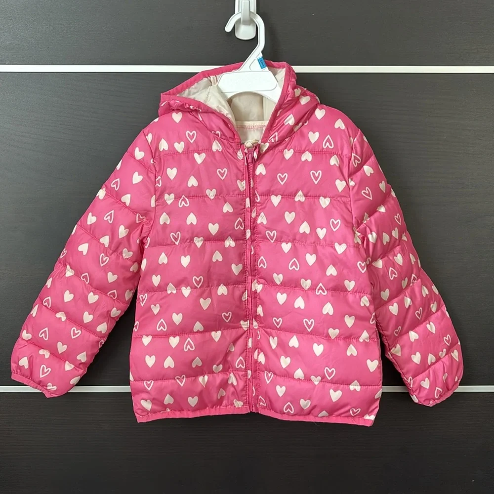 Epic Threads Girls Packable Pink Heart Puffer Jacket